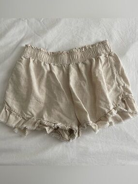 aerie Cream Ruffle-Hem High-Waist Lounge Shorts